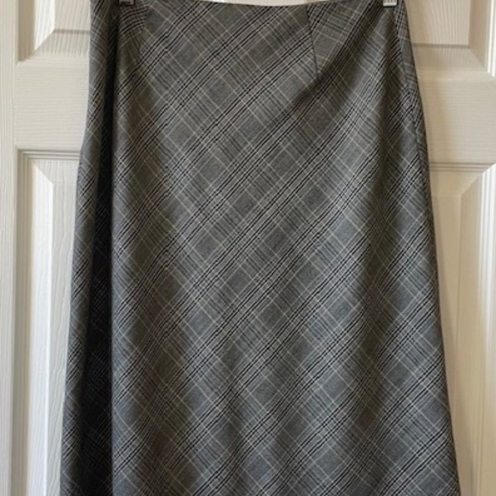 SMART KATE HILL GREY WOOL PLAID SKIRT S 8